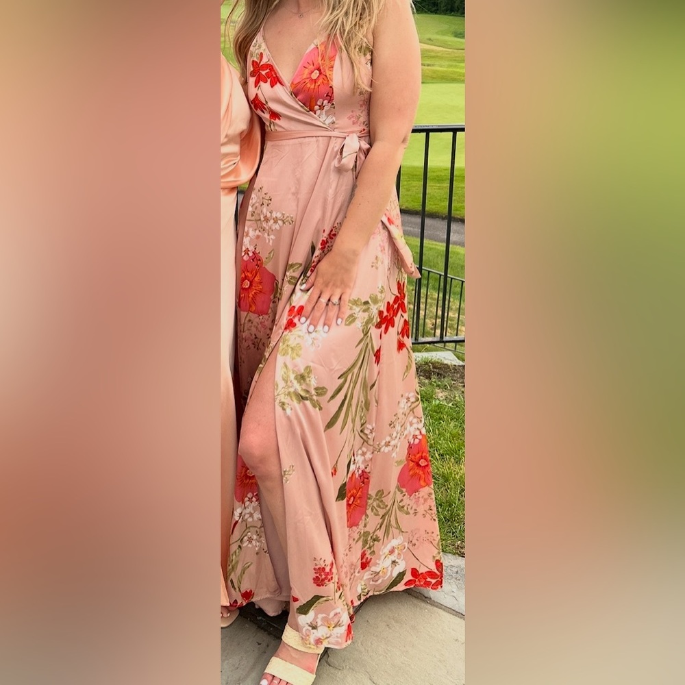 Lulu's Pink Floral Maxi Dress - Picture 7 of 7